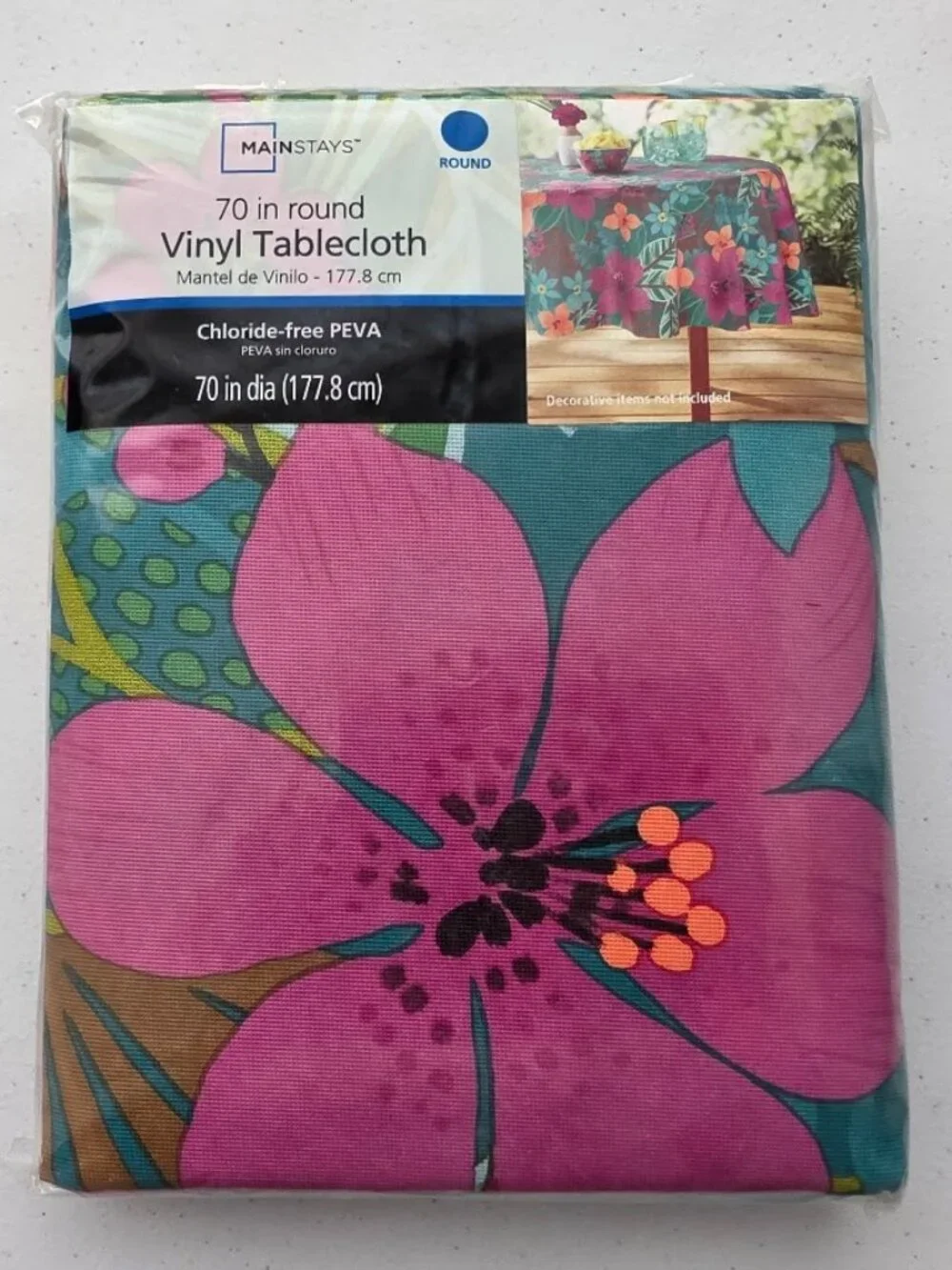 Mainstays Tropical Theme Vinyl Tablecloth. 70